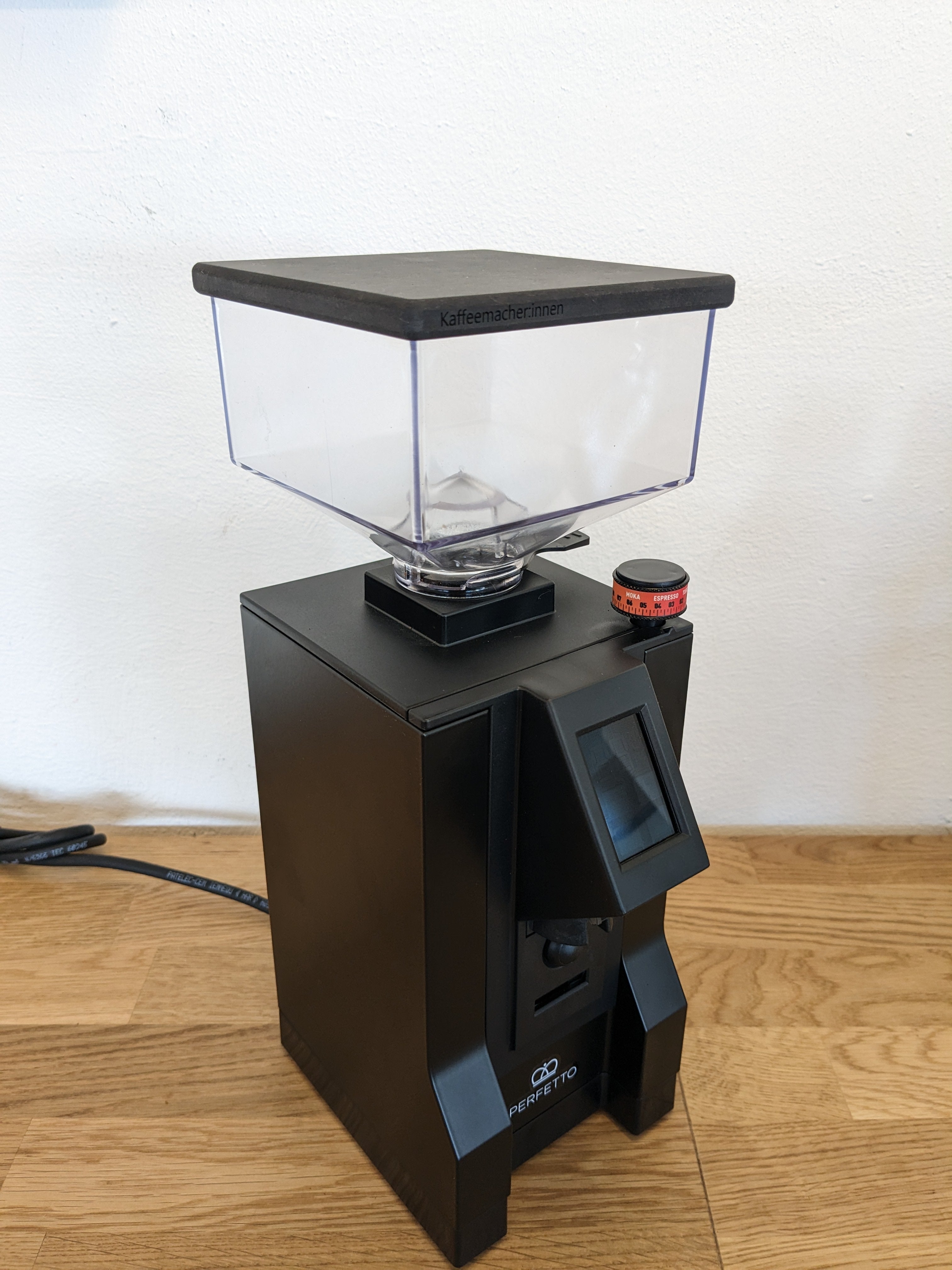 Kaffeemacher Eureka Echtholzdeckel, schwarz, schwarze Aufschrift