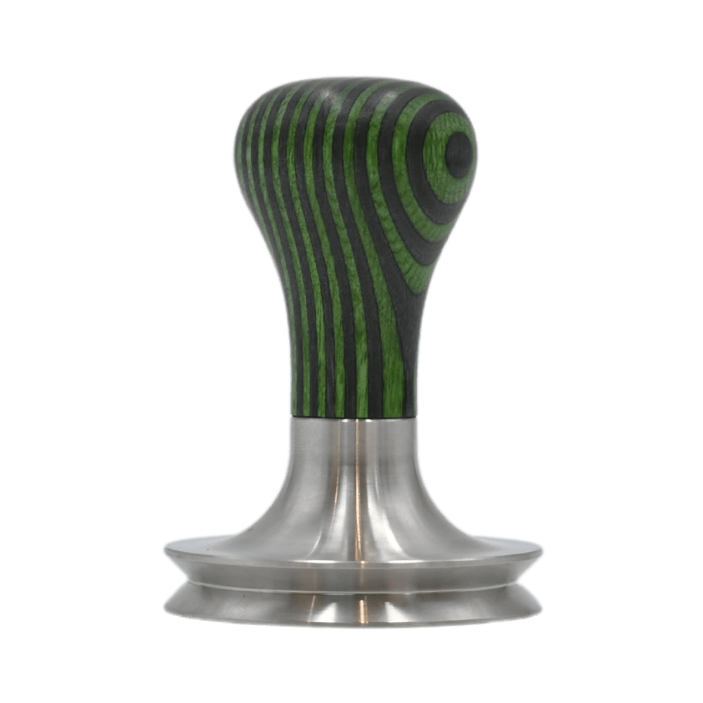 Tamper mit Furnier-Griff in grün und schwarz